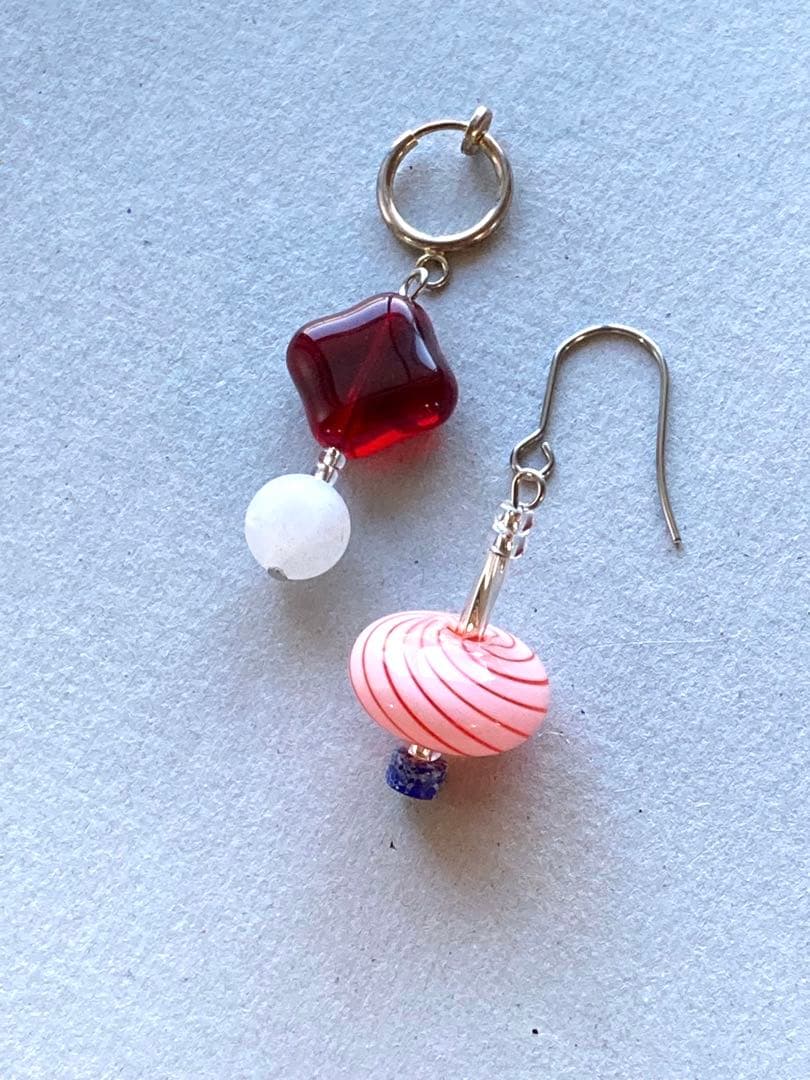 no.196 縞々の吹きガラスとホワイトジェイド