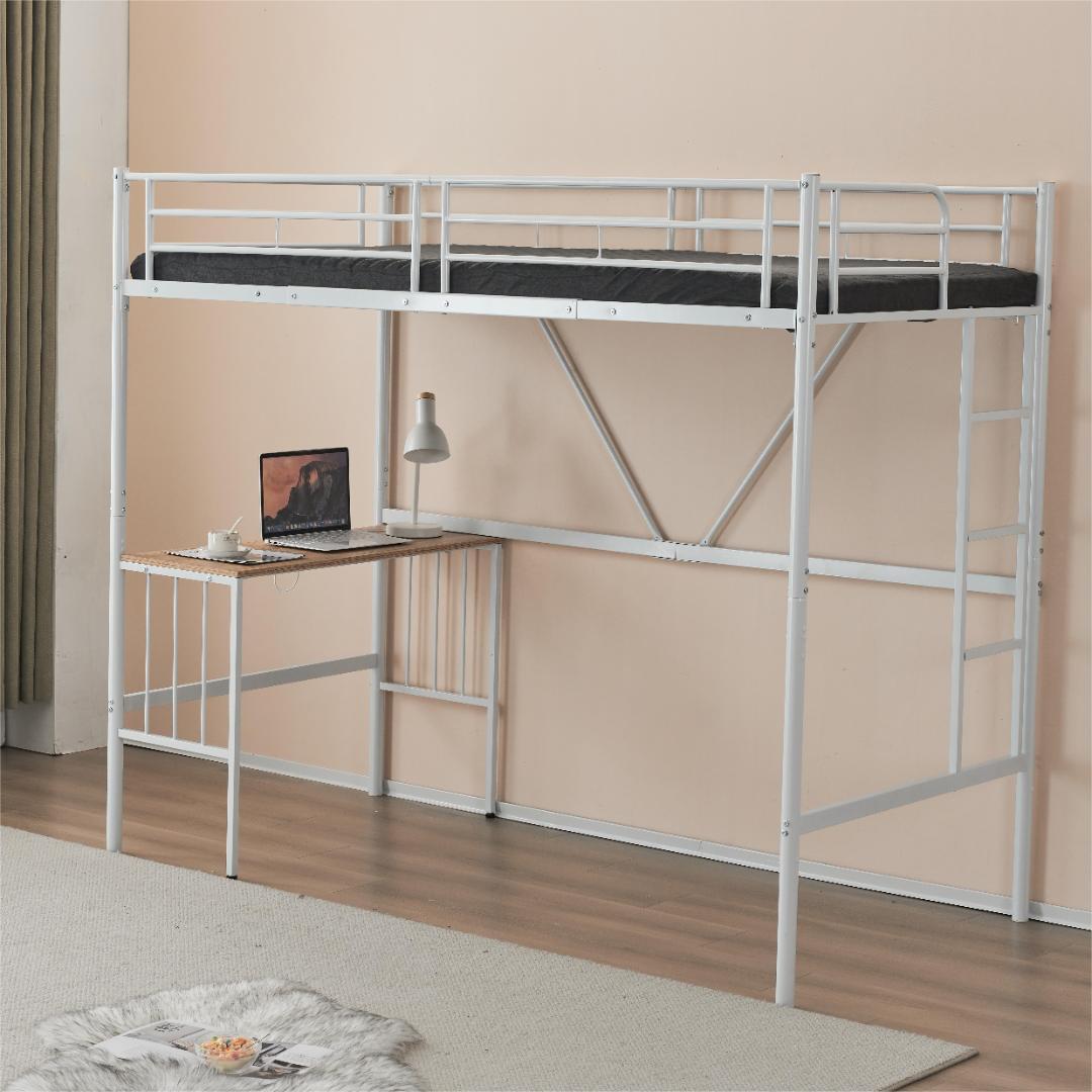ロフトベッド パイプベッド シングル 木 収納 耐震 ベッド SDGWhite