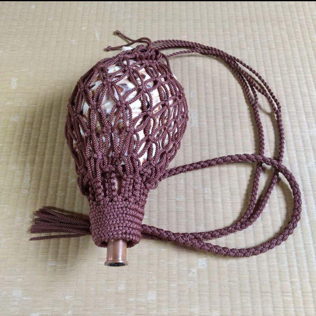 法螺貝　袋　中　ワインレッド色　七宝編み