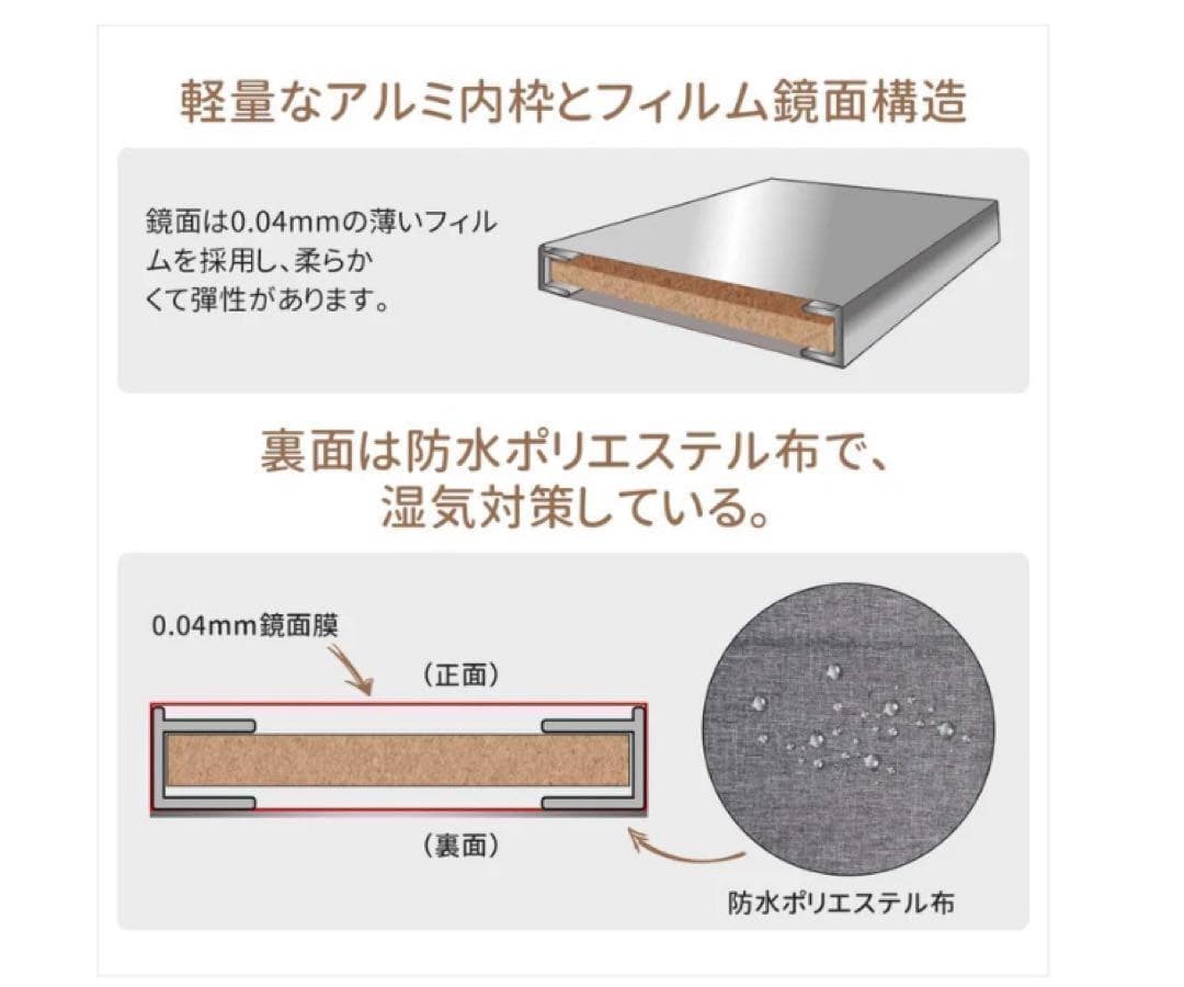 割れない鏡 160×80cm 全身ミラー 壁掛け・立て掛け シルバー