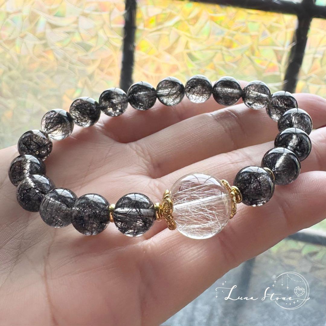 【シルバールチル×ブラックルチル】異なるルチルの存在感 天然石 ブレスレット