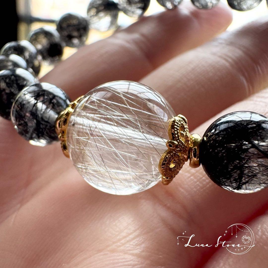 【シルバールチル×ブラックルチル】異なるルチルの存在感 天然石 ブレスレット