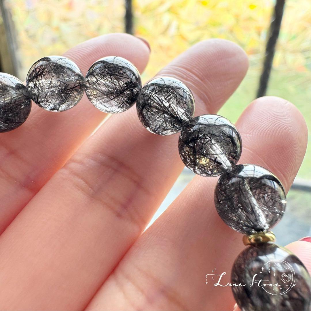 【シルバールチル×ブラックルチル】異なるルチルの存在感 天然石 ブレスレット