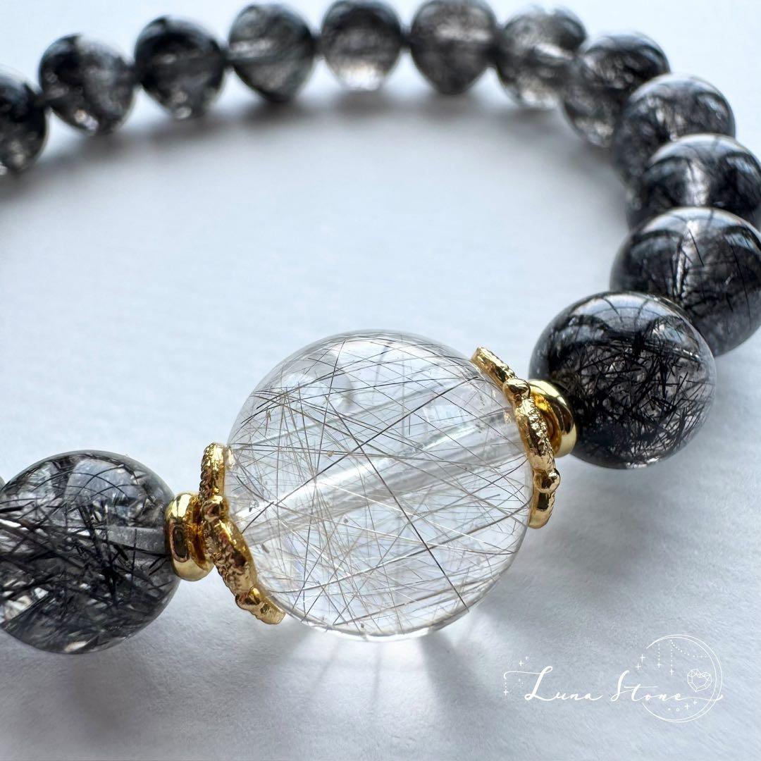 【シルバールチル×ブラックルチル】異なるルチルの存在感 天然石 ブレスレット