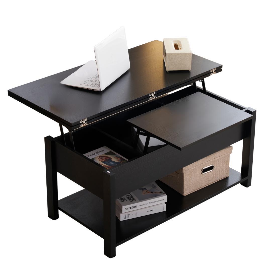 【新品】折り畳み&昇降式テーブル 収納付き 幅100cm おしゃれ