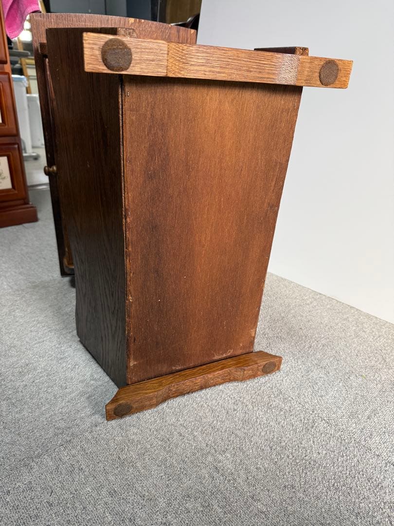 ヴィンテージ 両面引き出し マガジンラック付サイドテーブル W60 木製