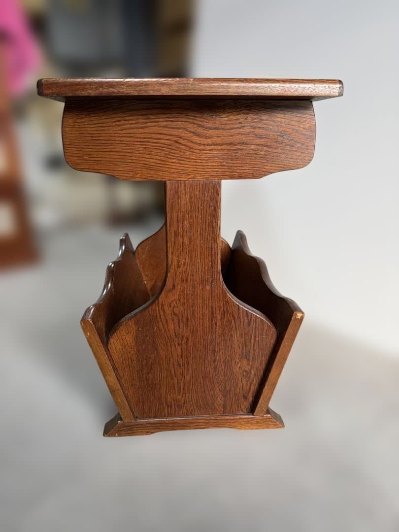 ヴィンテージ 両面引き出し マガジンラック付サイドテーブル W60 木製