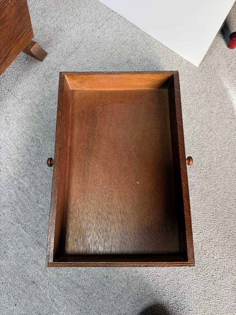 ヴィンテージ 両面引き出し マガジンラック付サイドテーブル W60 木製