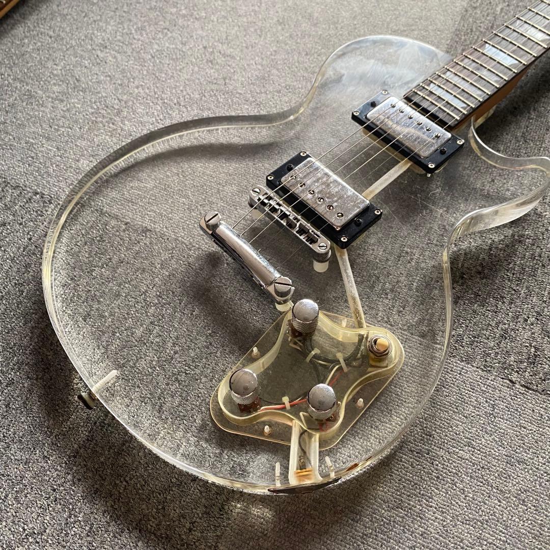 特価ーJUNO アクリルレスポール 透明 エレキギター アクリルギター