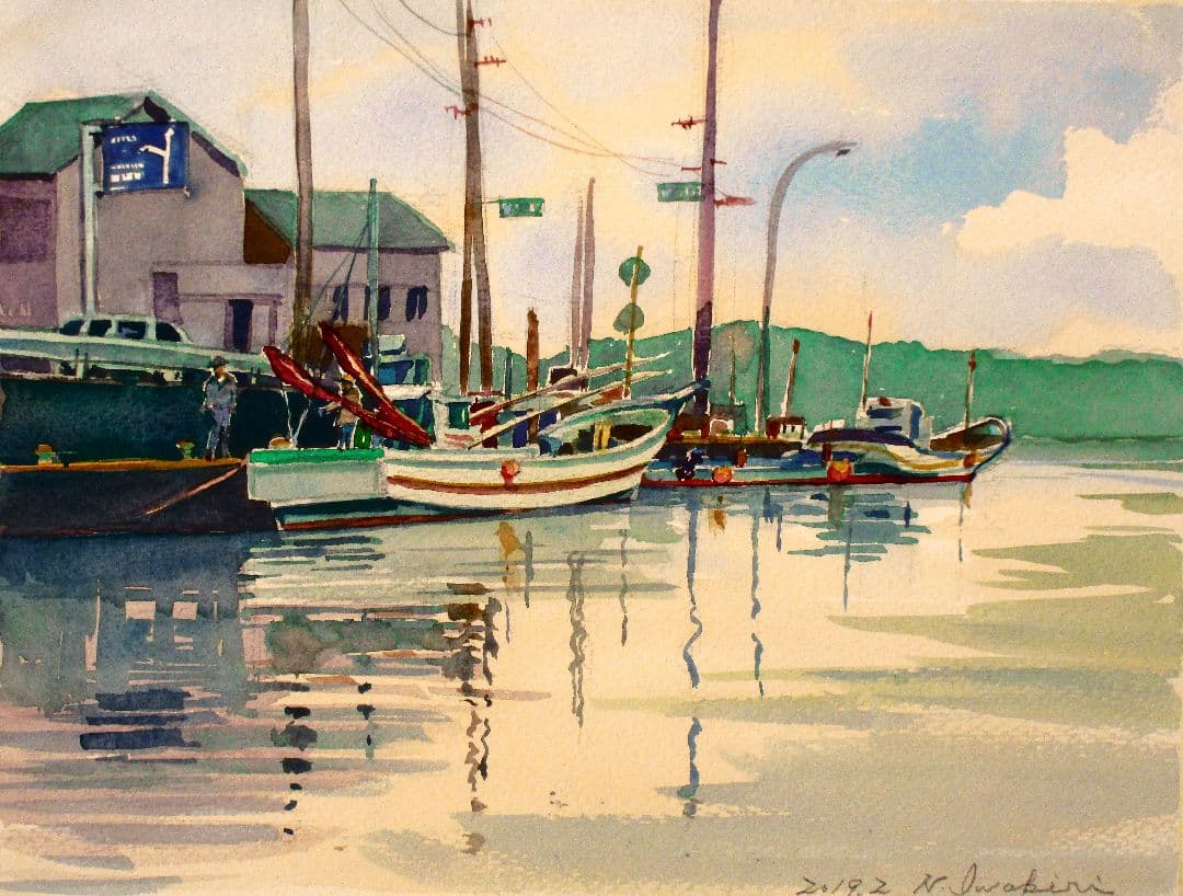 水彩画 港の風景 2022年 F6サイズ 額装済み - メルカリ