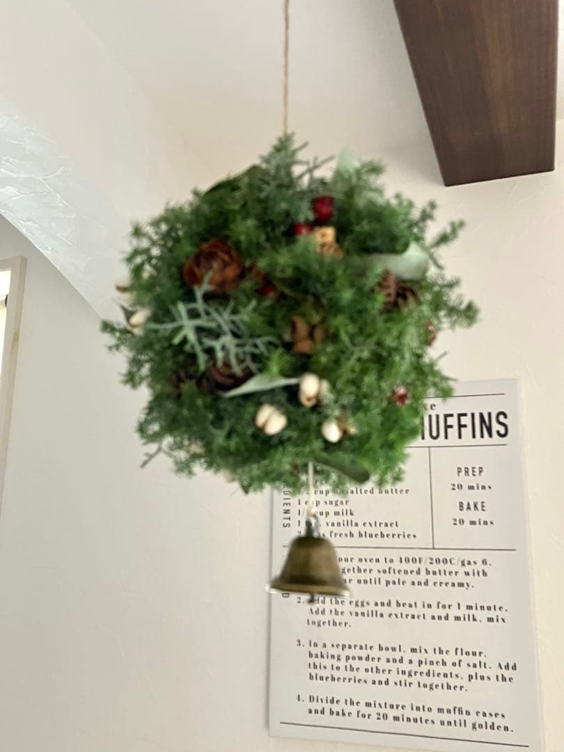 針葉樹と木ノ実のクリスマスボール☆フライングフラワーボール