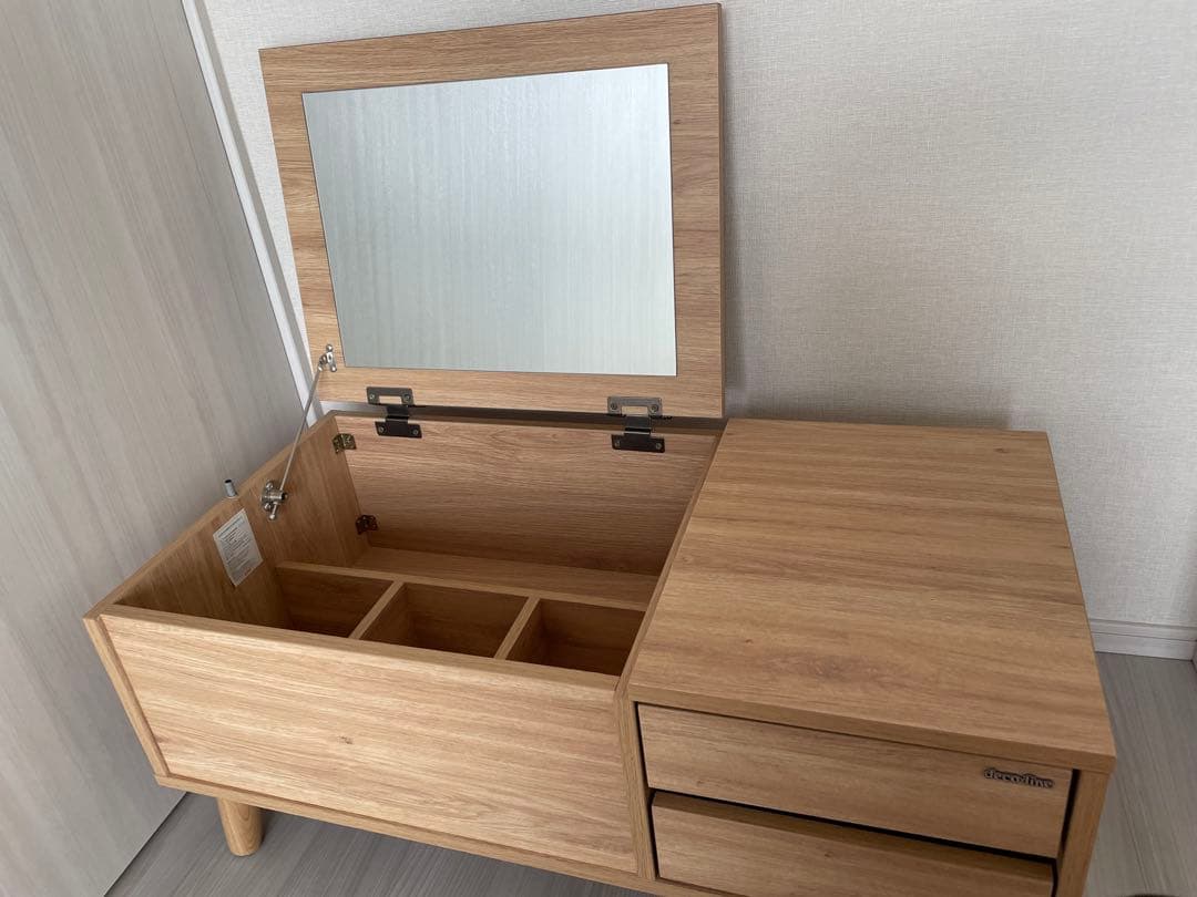 ナチュラルウッド ドレッサー・鏡台 引き出し付き