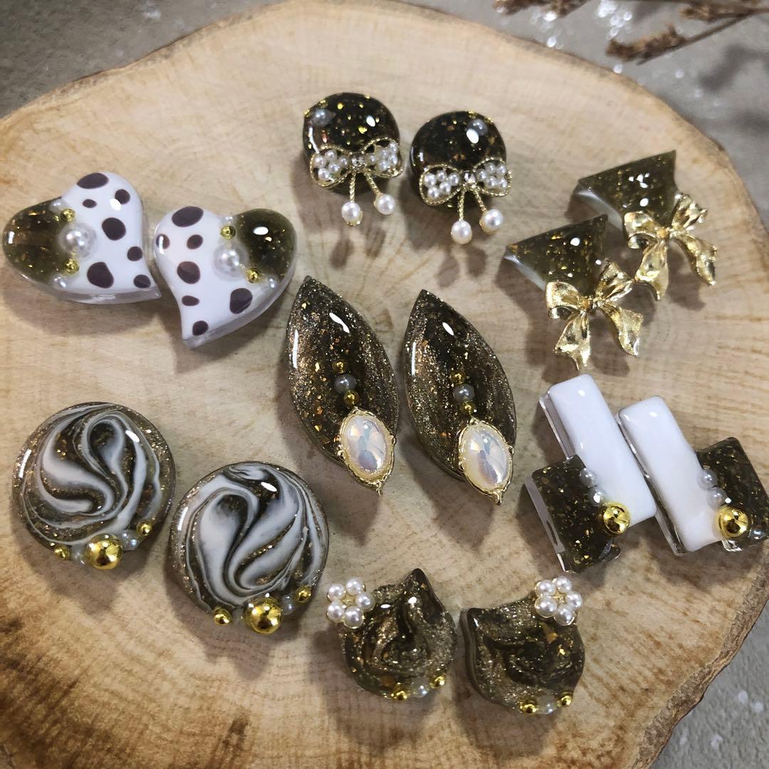 R-646 ✴︎レジンカボション✴︎7種♡ラメグリーン⁎⁺˳✧༚