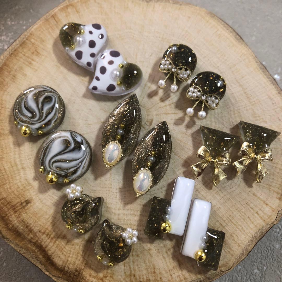 R-646 ✴︎レジンカボション✴︎7種♡ラメグリーン⁎⁺˳✧༚