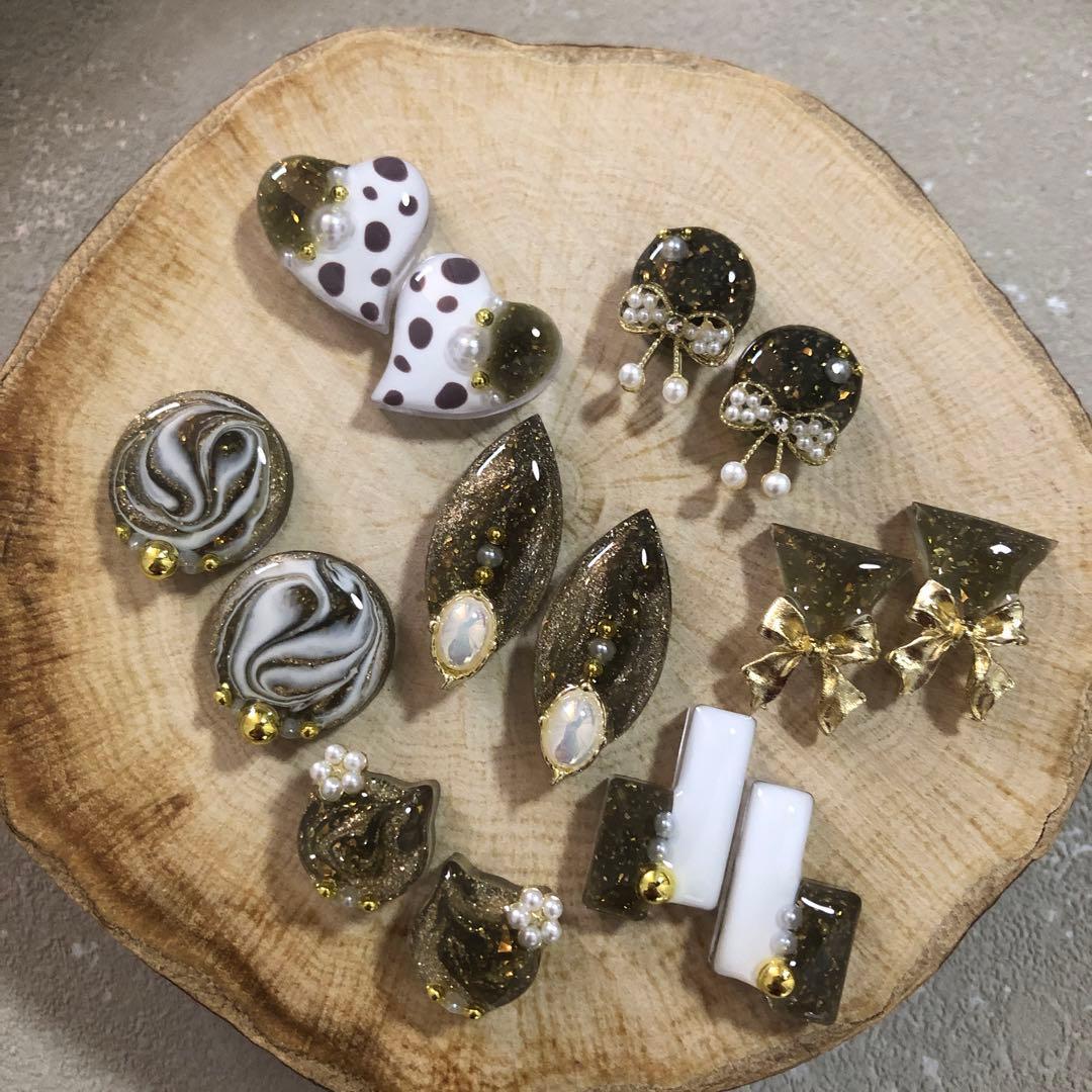 R-646 ✴︎レジンカボション✴︎7種♡ラメグリーン⁎⁺˳✧༚