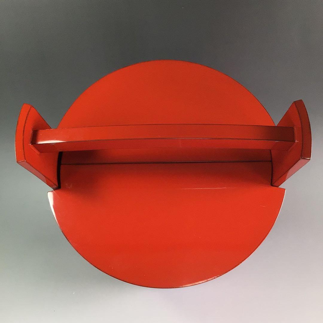 Ｐ８８７　水指　『藤波作』『朱塗内黒』『手桶水指』　共箱　茶道具