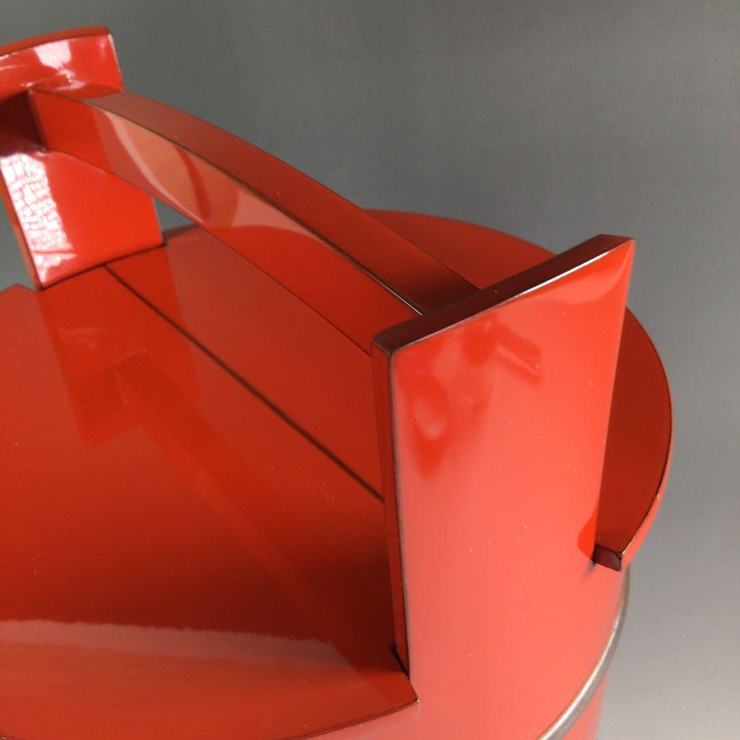 Ｐ８８７　水指　『藤波作』『朱塗内黒』『手桶水指』　共箱　茶道具