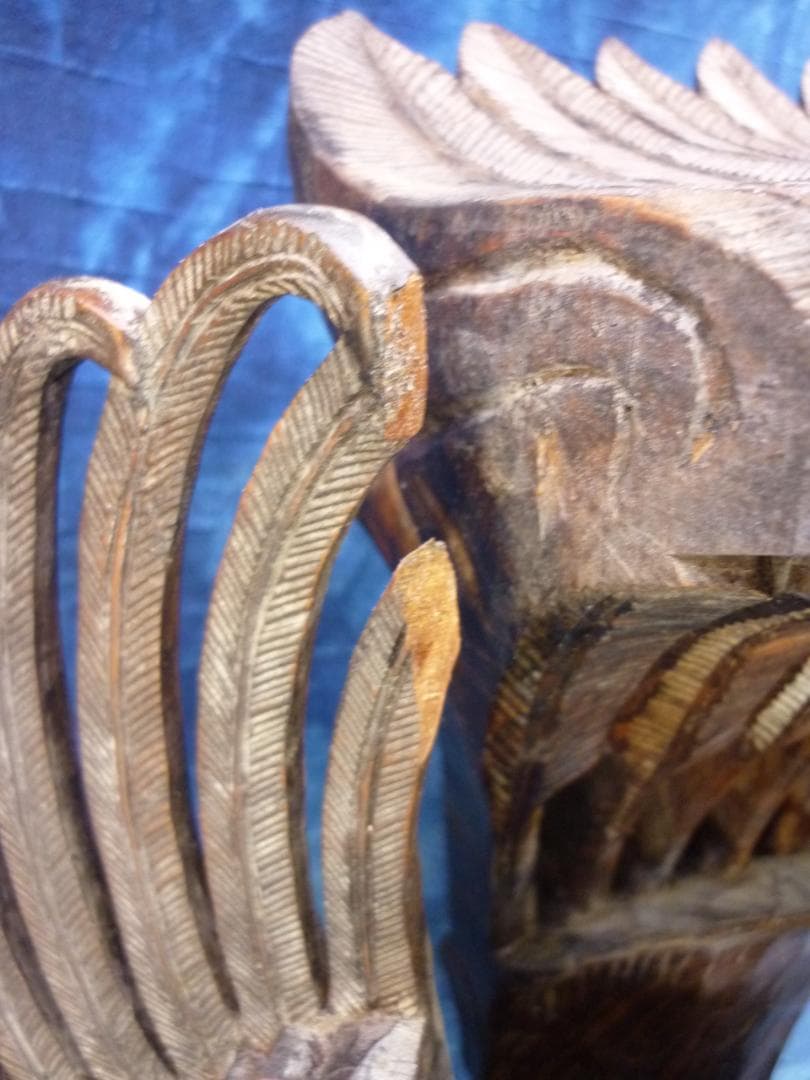 黒檀木彫 ビシュヌ神 ガルーダ ヒンドゥー教 バリ島 超細密彫刻 高さ53cm