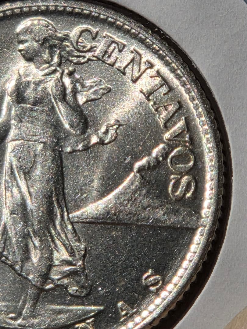 (稀少な状態)　フィリピン コモンウェルス　50センタボ銀貨　1945 S