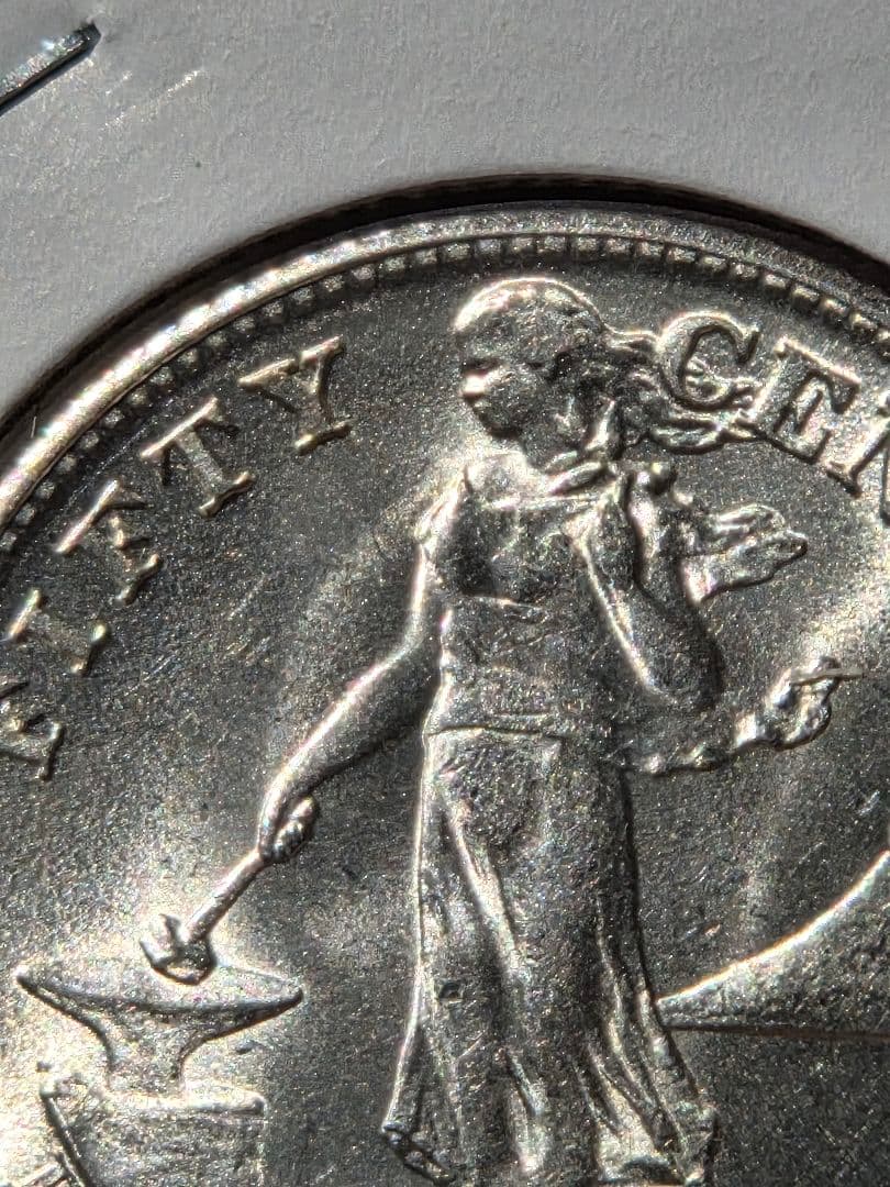 (稀少な状態)　フィリピン コモンウェルス　50センタボ銀貨　1945 S