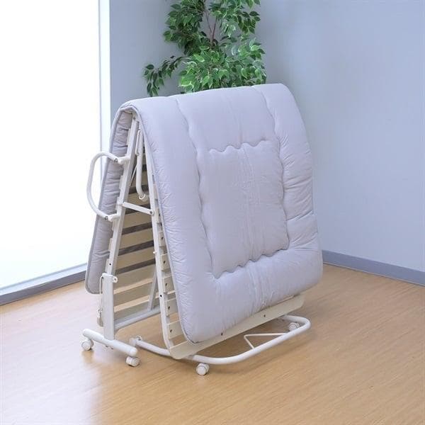 折り畳みすのこベッドシングルASB-1S(NA/MWH)ナチュラル/マットホワイ