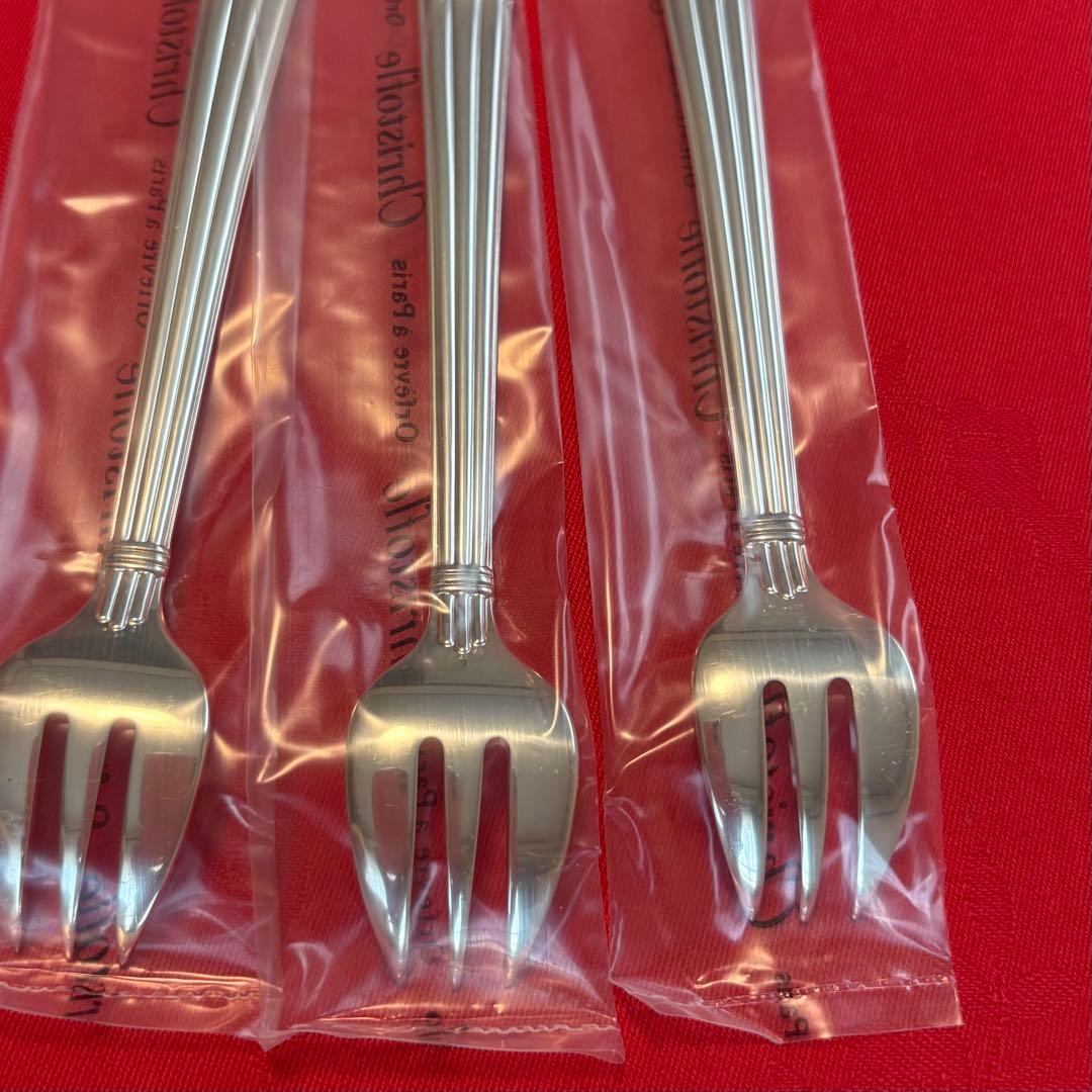 オイスターフォーク christofle クリストフルアリア 3本 新品
