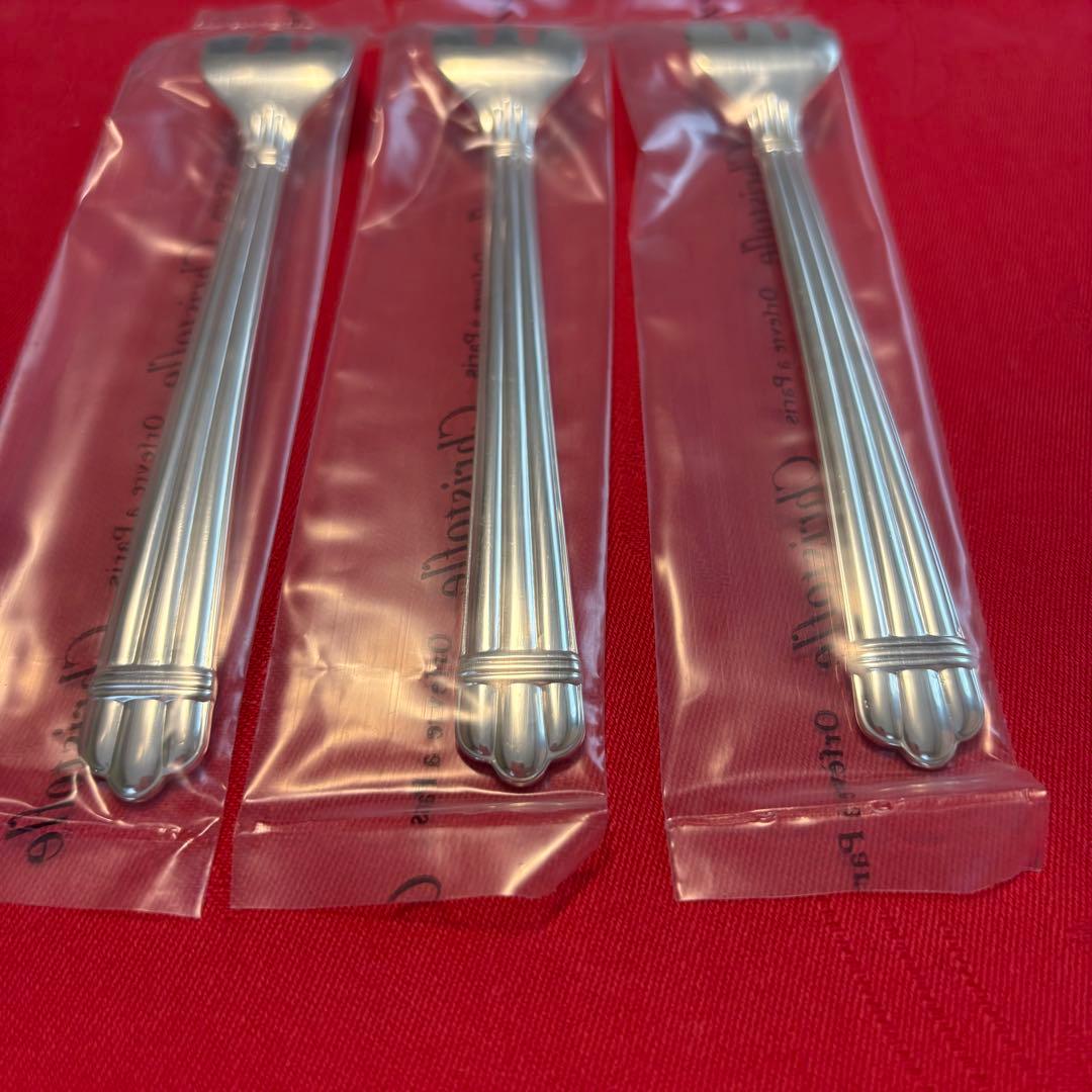オイスターフォーク christofle クリストフルアリア 3本 新品