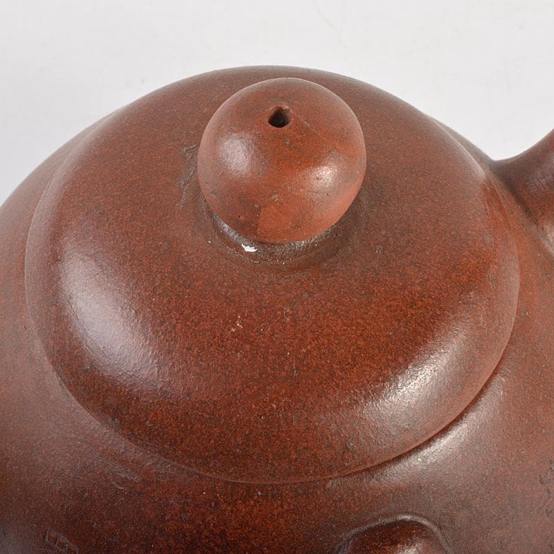 中国 紫砂 朱泥 漢詩布袋像文 急須 茶壷 在銘 N 6667