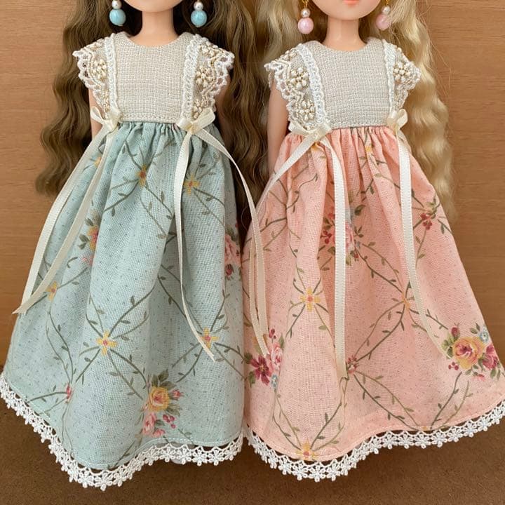 リカちゃん ハンドメイド 双子コーデ 花柄ワンピースセット ドレス 服