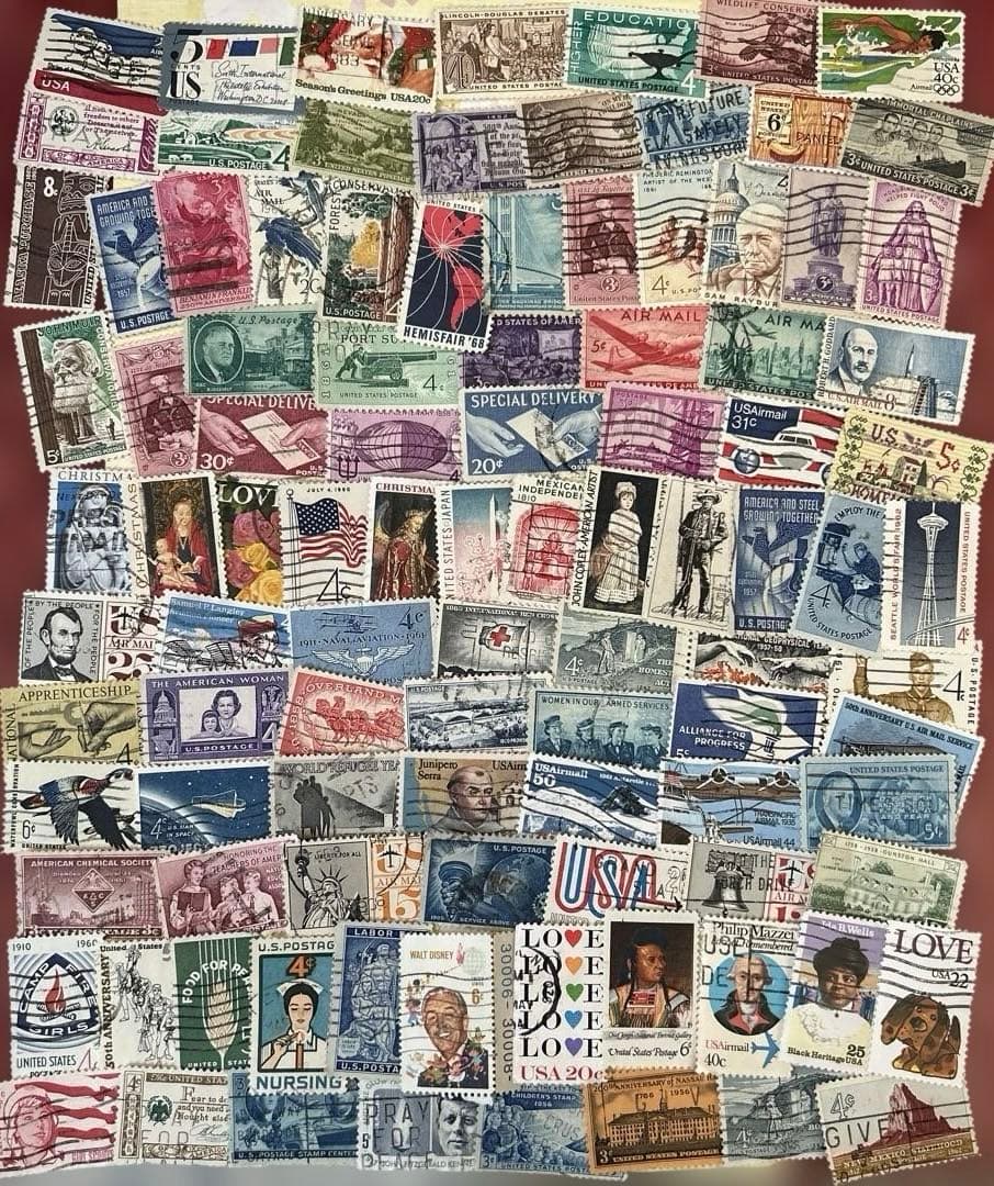 ヴィンテージ！アメリカ使用済切手コレクション100種セット1950年代