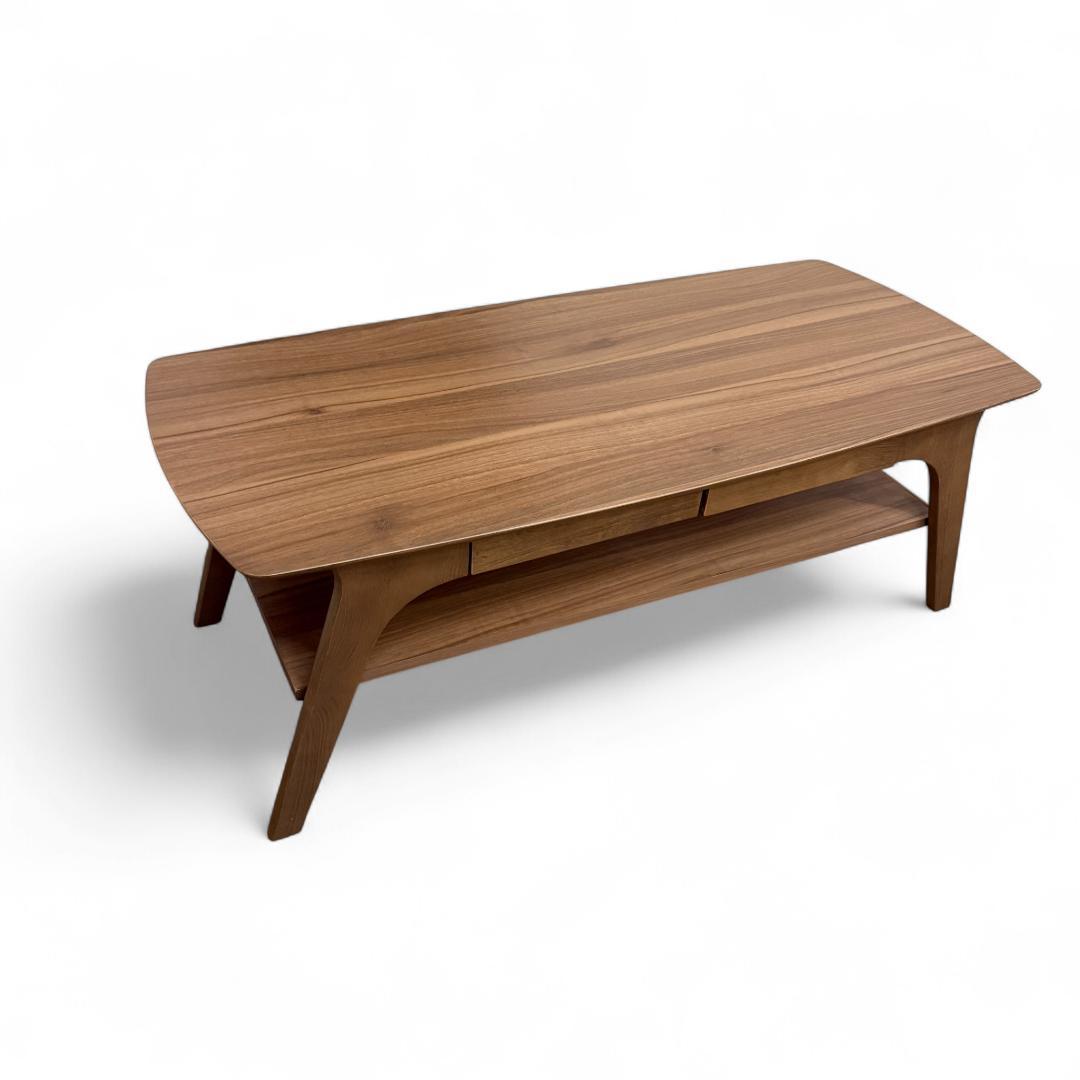 送料無料【新品】おしゃれ　収納棚＆引出し付/幅110cm/ローテーブル 木目調