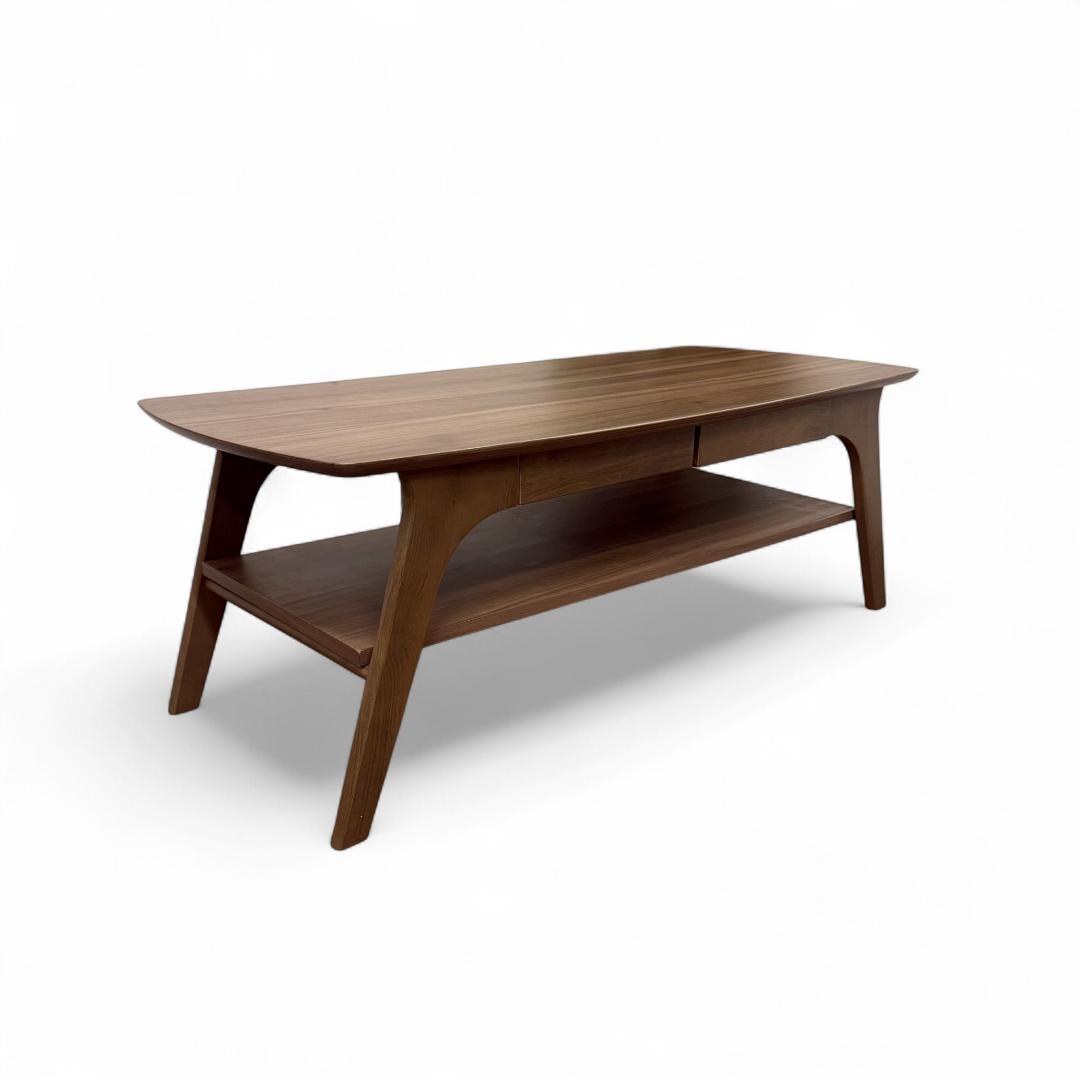 送料無料【新品】おしゃれ　収納棚＆引出し付/幅110cm/ローテーブル 木目調