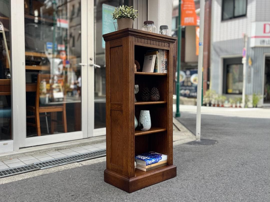 美品☆北海道／EZO・蝦夷民芸家具／チェスト・キャビネット・本棚／オーク材無垢