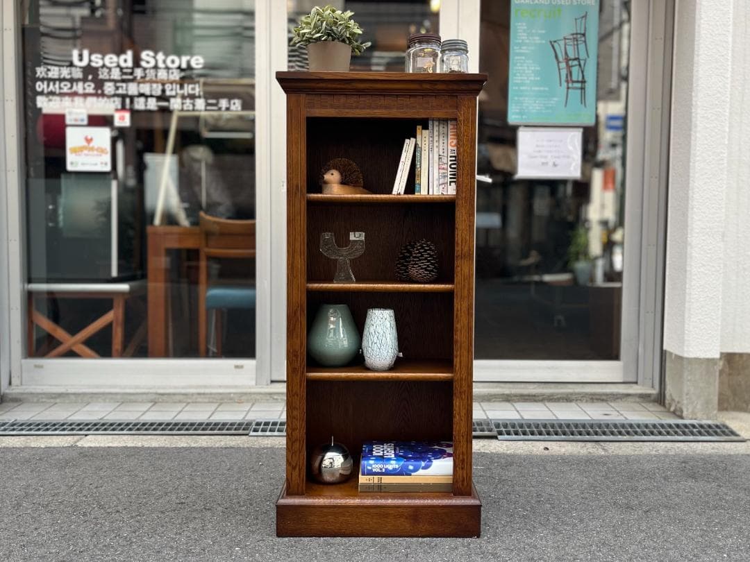 美品☆北海道／EZO・蝦夷民芸家具／チェスト・キャビネット・本棚／オーク材無垢