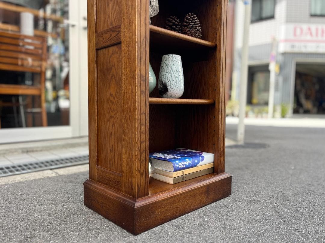 美品☆北海道／EZO・蝦夷民芸家具／チェスト・キャビネット・本棚／オーク材無垢