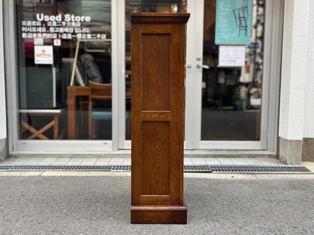 美品☆北海道／EZO・蝦夷民芸家具／チェスト・キャビネット・本棚／オーク材無垢