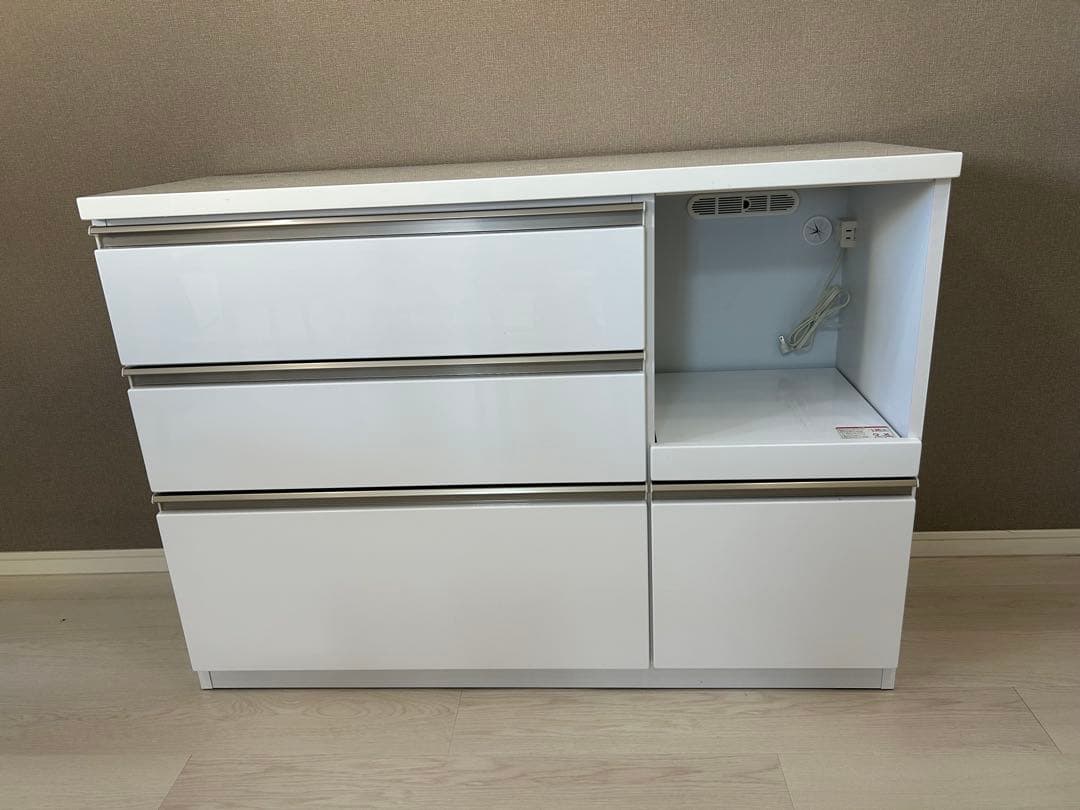 【食器棚】ロータイプ 120cm ホワイト