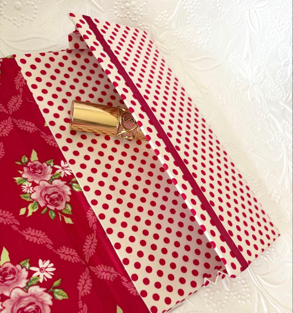 カルトナージュ♥袱紗 ふくさ マルチケース マチ付きTilda 赤ドット 花柄