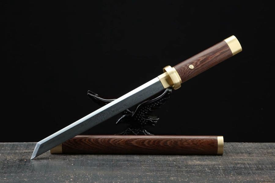 黒檀 焼刃 小猟刀 武具刀装具日本刀模造刀 肋差 短刀