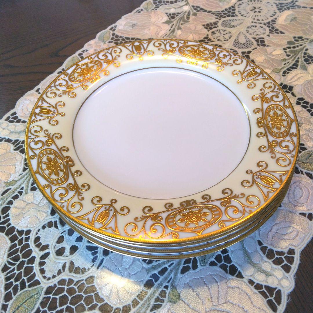 ヴィンテージ・オールドノリタケ・金彩&クリーム(パターン175)・中皿4枚セット