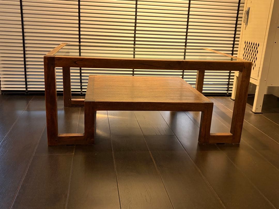 3月上旬発送＊チークウッド無垢 ローテーブル - メルカリ