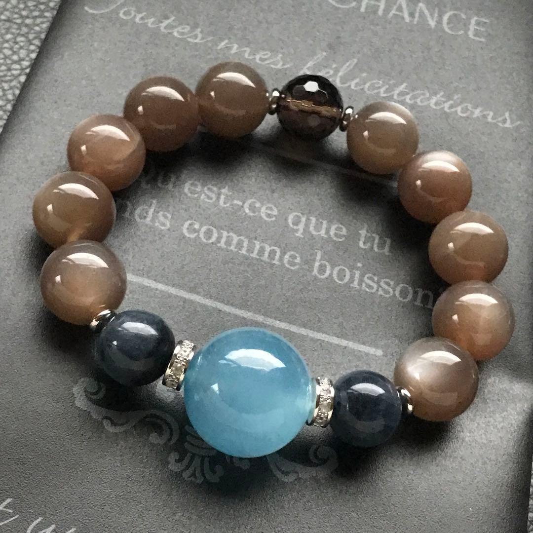 アクアマリン大玉デザインブレス❣️16.4cm