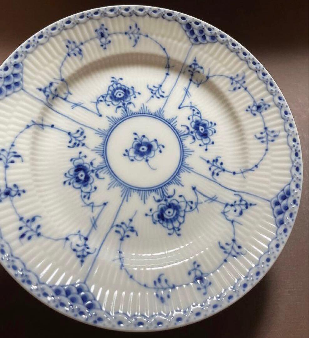 専用◇ロイヤルコペンハーゲンブルーフルーテッドハーフレースプレートペア19cA