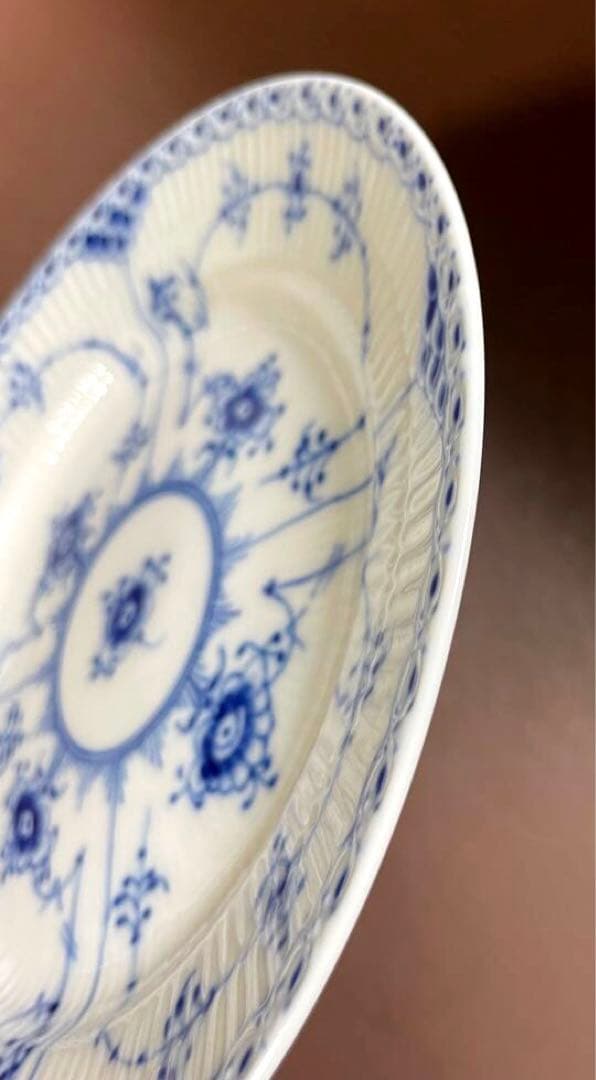 専用◇ロイヤルコペンハーゲンブルーフルーテッドハーフレースプレートペア19cA