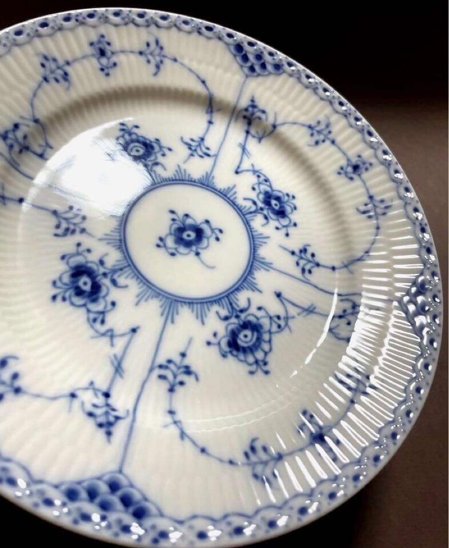 専用◇ロイヤルコペンハーゲンブルーフルーテッドハーフレースプレートペア19cA