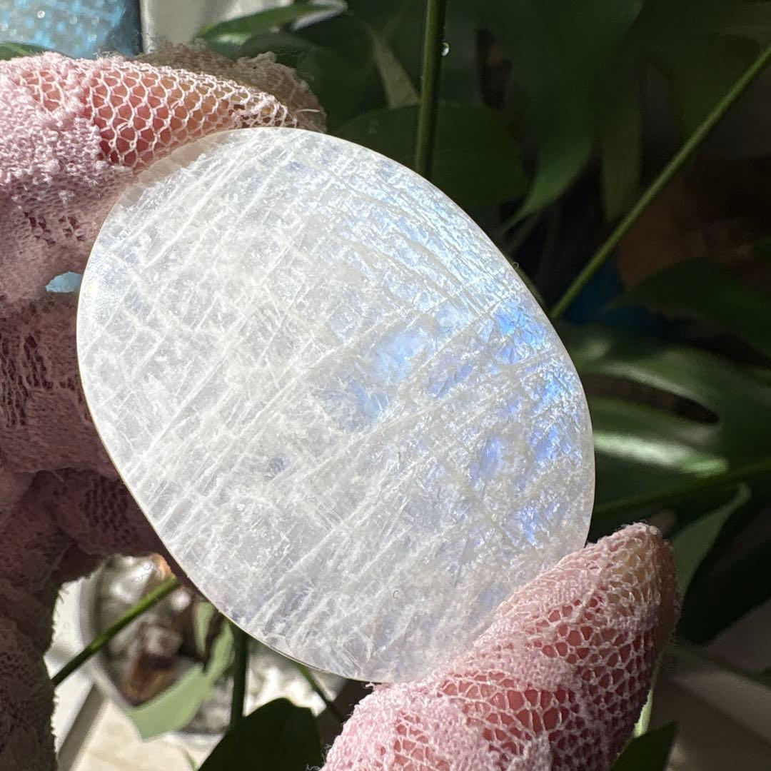 高品質 ホワイトムーンストーンパームNo.1836