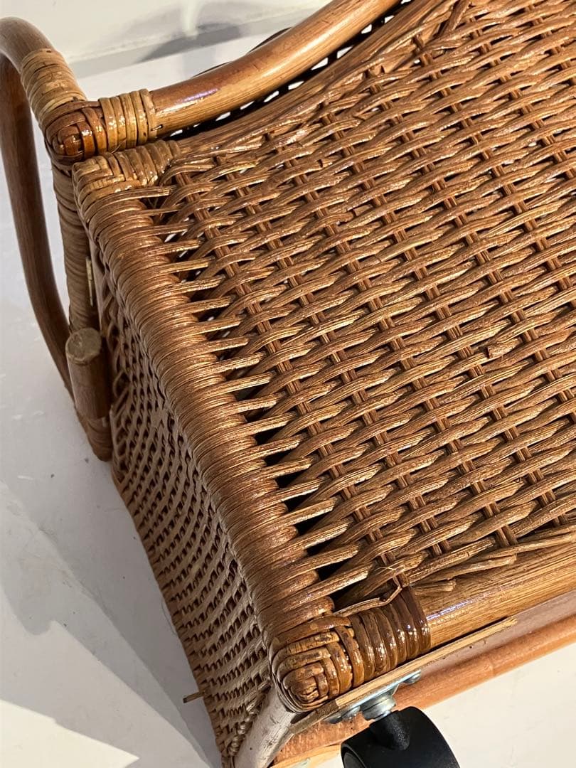 オールドラタン、両開き、収納ボックス、レトロ、古民具、和モダン