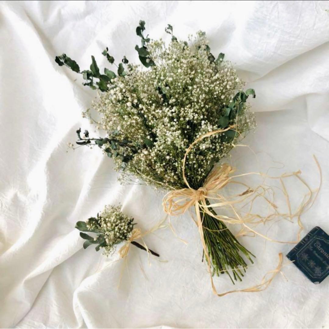 かすみ草　ブーケ　ブートニア　ウェディングブーケ　前撮り