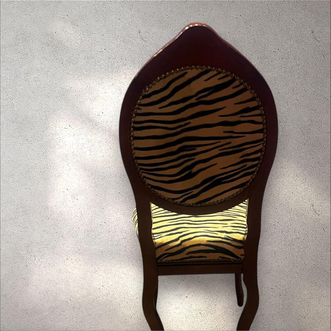 ♡ アンティーク　ヒョウ柄 猫脚 ダイニングチェア ♡