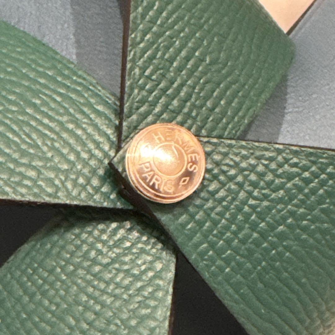 希少カラー HERMES エルメス ヴォーエプソン 風車 グリーン×ブルー 箱